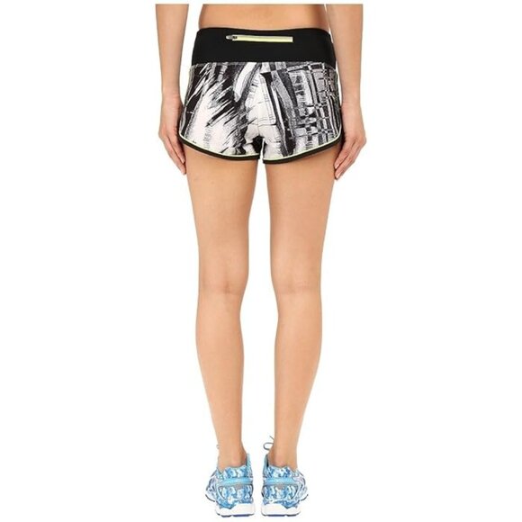 Asics Everysport Short Womens M Elastic Waist Black White Athleisure Workout NEW - Picture 2 of 15